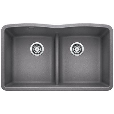 Blanco 401840- DIAMOND U 2 Low Divide Sink, SILGRANIT®, Metallic Gray | FaucetExpress.ca