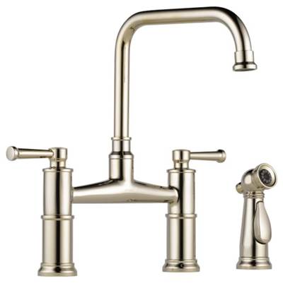 Brizo 62525LF-PN- Two Handle Bridge Kitchen Faucet With Spray | FaucetExpress.ca