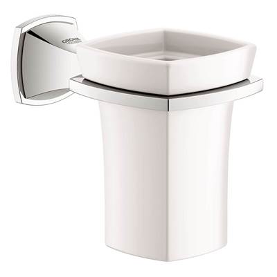 Grohe 40626000- Grandera Ceramic Tumbler with Holder, Chrome | FaucetExpress.ca