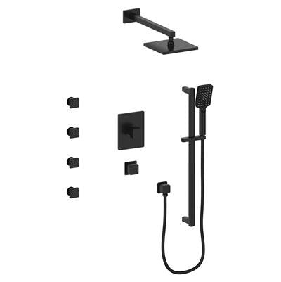 Vogt SET.NU.141.810.MB- Thermostatic Shower Set with Exposed Body Jets 3/4' Matte Black