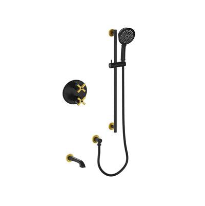Vogt SET.Z4.220.500.GB- 2-Way Thermostatic Set - Handheld and Spout Matte Gold Matte Black