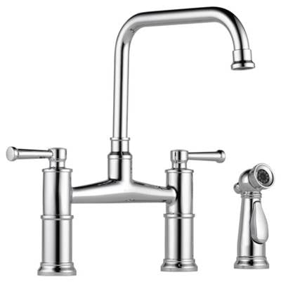 Brizo 62525LF-PC- Two Handle Bridge Kitchen Faucet With Spray | FaucetExpress.ca