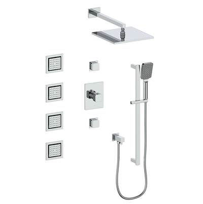 Vogt SET.NU.142.938.CC- Niveau Thermostatic Shower Set with In-Wall Body Jets - 8' Ceiling Arm 3/4' Chrome