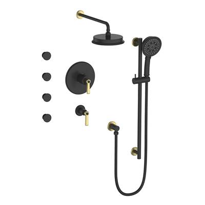 Vogt SET.Z1.141.810.GB- Zehn Thermostatic Set with Exposed Jets 3/4' Matte Gold Matte Black
