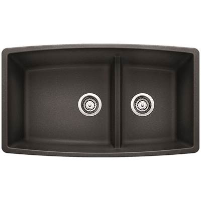 Blanco 401185- PERFORMA U 1¾ Low Divide Undermount, SILGRANIT®, Anthracite | FaucetExpress.ca