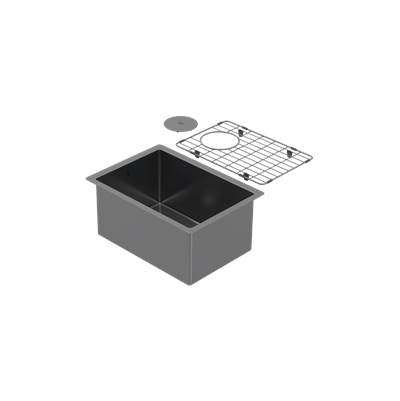 Zomodo CAC279-BK- Cayman, Bar Sink - Undermount + Bottom Grid + Waste Cover, 16ga, R10, ALL items in Black Pearl PVD - FaucetExpress.ca