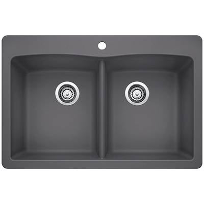 Blanco 401406- DIAMOND 210 Double Bowl Drop-in Sink, SILGRANIT®, Cinder | FaucetExpress.ca