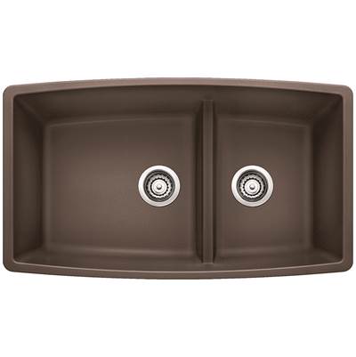 Blanco 401186- PERFORMA U 1¾ Low Divide Undermount Sink, SILGRANIT®, Café | FaucetExpress.ca