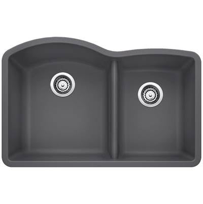 Blanco 401403- DIAMOND U 1 ¾ Double Bowl Undermount Sink, SILGRANIT® Cinder | FaucetExpress.ca