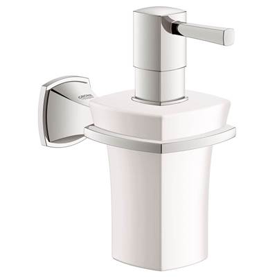 Grohe 40627000- Grandera Ceramic Soap Dispenser with Holder, Chrome | FaucetExpress.ca
