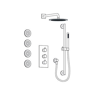 Aqualem TSKT3103-BN- 3-Way Thermostatic Shower Kit Trim Set (Rough-In Valve Req.: HW3400.RI) - FaucetExpress.ca