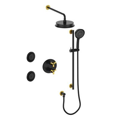 Vogt SET.Z3.320.710.GB- Zehn 3-Way Thermostatic Set with Jets Matte Gold Matte Black
