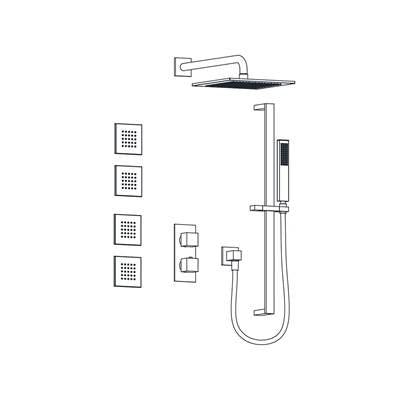 Aqualem TSKT3233-MB- ''3-Way Thermostatic Shower Kit Trim Set (Rough-In valve request: HW2300.RI ) - FaucetExpress.ca