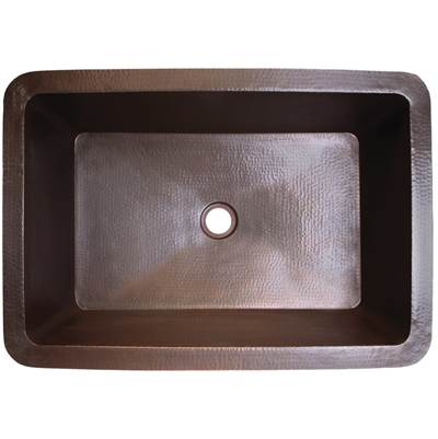 Linkasink C054-3.5 - Hammered Rectangular Box Sink with 3.5'' drain opening