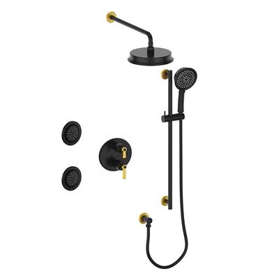 Vogt SET.Z1.320.710.GB- 3-Way Thermostatic Set with Jets Matte Gold Matte Black