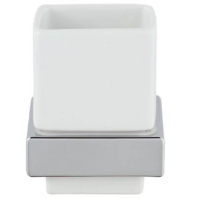 Laloo J1884 PN- Jazz Porcelain Tumbler and Holder - Polished Nickel | FaucetExpress.ca