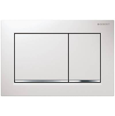 Geberit 115.080.KJ.1- Geberit actuator plate Omega30 for dual flush: white / bright chrome / white | FaucetExpress.ca