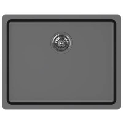 Zomodo ZLC130U-BK- Zeffiro, Laundry Sink, Lrg Single Sink - Undermount/Inset, 16ga, R25 ALL items in Black Pearl PVD - FaucetExpress.ca