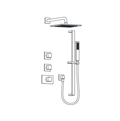 Aqualem TSKT2223-PN- 2-Way Thermostatic Shower Kit Trim Set (R/I Req.: TV3000.RI/VC3000.RI x 2) - FaucetExpress.ca