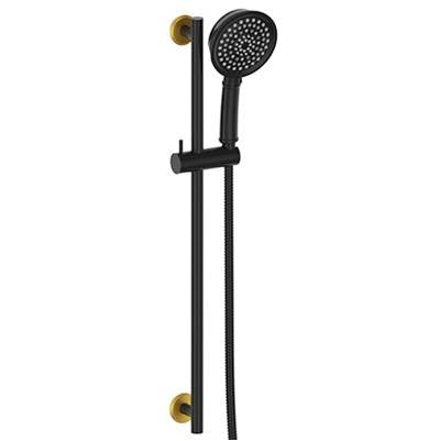Vogt BH.09.05.GB- Zehn Sliding Shower Bar with 4-Spray Hand Shower Matte Gold Matte Black