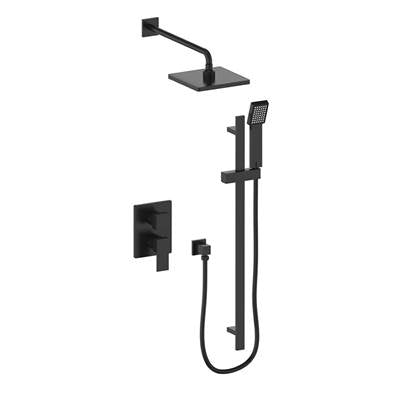 Vogt SET.AP.210.218.MB- Kapfenberg 2-Way Pressure Balanced Set - Rainhead and Handheld - 8' Ceiling Arm Matte Black