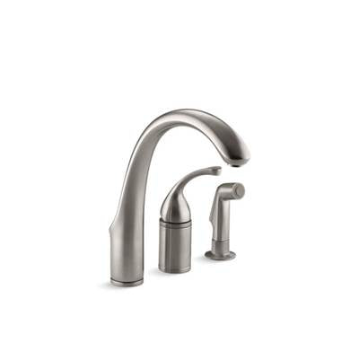 Kohler 10430-VS- Forté® 3-hole remote valve kitchen sink faucet with 9'' spout with matching finish sidespray | FaucetExpress.ca