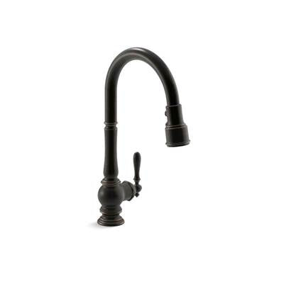 Kohler 99259-2BZ- Artifacts® single-hole kitchen sink faucet with 17-5/8'' pull-down spout and turned lever handle, DockNetik magnetic docking system, | FaucetExpress.ca