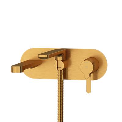 Riobel TNB21BG- Wall Mount Type T/P (Thermo/Pressure Balance) Coaxial Tub Filler Trim With Handshower