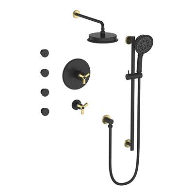 Vogt SET.Z3.141.810.GB- Thermostatic Set with Exposed Jets 3/4' Matte Gold Matte Black