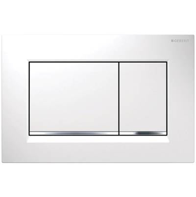 Geberit 115.883.KJ.1- Geberit actuator plate Sigma30 for dual flush: white / bright chrome / white | FaucetExpress.ca