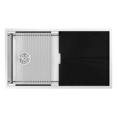 Zomodo INC762- Integrato - Super Single Sink - Inset, 16ga, R10, w/ glass cover(s) And roll-out drying mat - FaucetExpress.ca