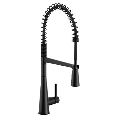 Moen 5925BL- Sleek Single-Handle Pull-Down Sprayer Kitchen Faucet with Power Clean and Spring Spout in Matte Black