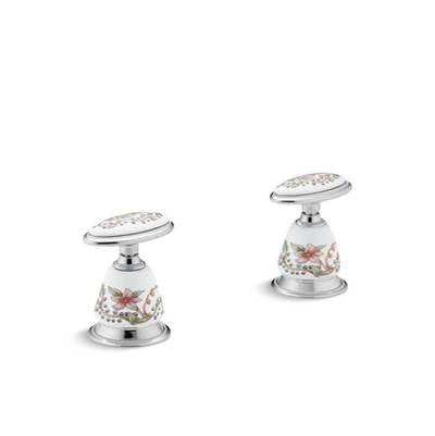 Kohler 260-FL-0- English Trellis Antique ceramic handle insets and skirts for bath faucets | FaucetExpress.ca