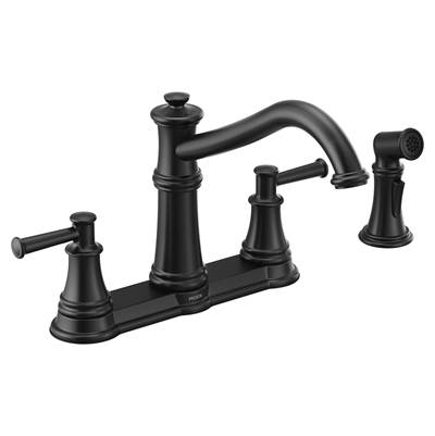 Moen 7255BL- Belfield High-Arc 2-Handle Standard Kitchen Faucet With Side Sprayer In Matte Black