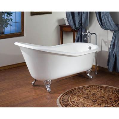 Cheviot 2134-WC-7-WH- SLIPPER Cast Iron Bathtub with Faucet Holes 