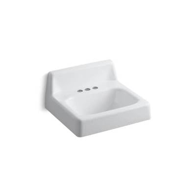 Kohler 2867-0- Hudson 20'' x 18'' wall-mount bathroom sink with 4'' centerset faucet holes and lugs for chair carrier | FaucetExpress.ca