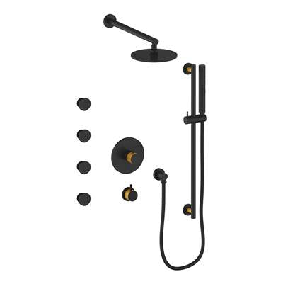Vogt SET.DA.141.810.GB- Drava Thermostatic Shower Set with Exposed Body Jets 3/4' Matte Gold Matte Black