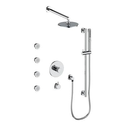 Vogt SET.DA.141.810.CC- Drava Thermostatic Shower Set with Exposed Body Jets 3/4' Chrome