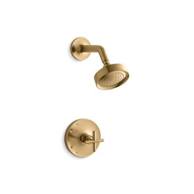 Kohler TS14422-3-BGD- Purist® Rite-Temp® shower trim with cross handle and 2.5 gpm showerhead | FaucetExpress.ca