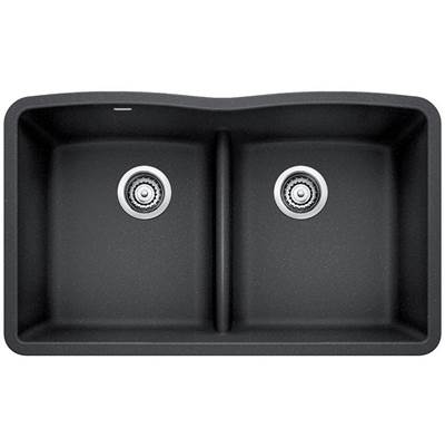 Blanco 401834- DIAMOND U 2 Low Divide Kitchen Sink, SILGRANIT®, Anthracite | FaucetExpress.ca