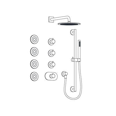 Aqualem TSKT3113-MB- 3-Way Thermostatic Shower Kit Trim Set (R/I Req.: TV3000.RI/VC3000.RI x 3) - FaucetExpress.ca