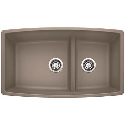 Blanco 401188- PERFORMA U 1¾ Low Divide Undermount, SILGRANIT®, Truffle | FaucetExpress.ca