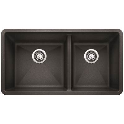 Blanco 400583- PRECIS U 1 ¾ Double Bowl Undermount, SILGRANIT®, Anthracite | FaucetExpress.ca