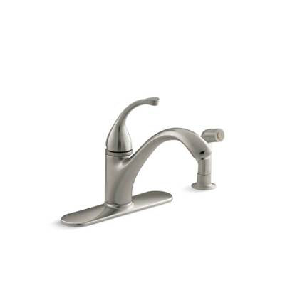 Kohler 10412-BN- Forté® 4-hole kitchen sink faucet with 9-1/16'' spout, matching finish sidespray | FaucetExpress.ca