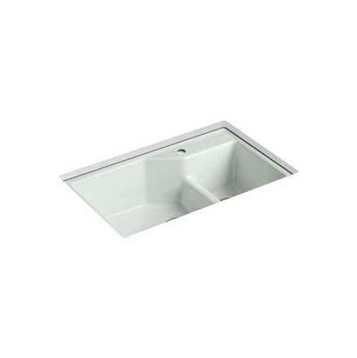 Kohler 6411-1-FF- Indio® 33'' x 21-1/8'' x 9-3/4'' Smart Divide® undermount large/small double-bowl kitchen sink with single faucet hole | FaucetExpress.ca