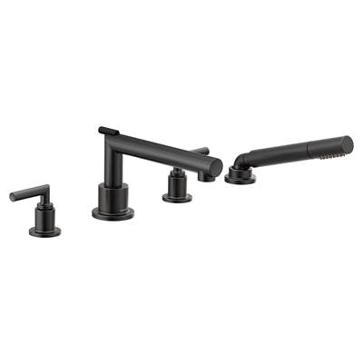 Moen TS93004BL- Arris 2-Handle Deck Mount Modern Roman Tub Faucet Trim Kit, Valve Required, Including Single Function Handshower, Matte Black