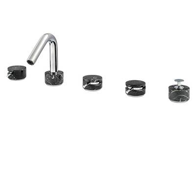 Aquabrass - Clo6 Marmo 5Pc Deckmount Tub Filler With Handshower - Black