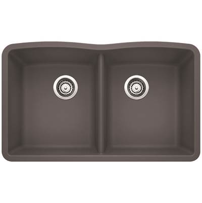 Blanco 401402- DIAMOND U 2 Double Bowl Undermount Sink, SILGRANIT®, Cinder | FaucetExpress.ca