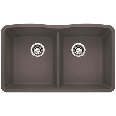 Blanco 401402- DIAMOND U 2 Double Bowl Undermount Sink, SILGRANIT®, Cinder | FaucetExpress.ca