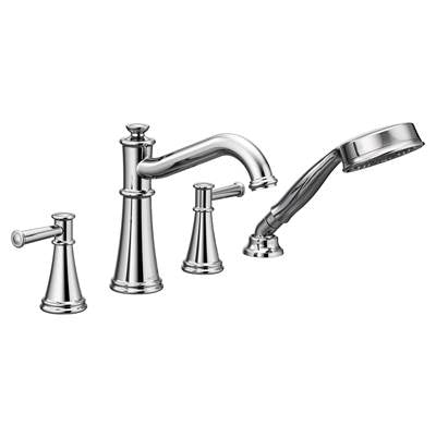Moen T9024- Belfield T9024 Belfield Two-Handle Deck Mounted Roman Tub Faucet and Hand Shower without Valve, Chrome - FaucetExpress.ca